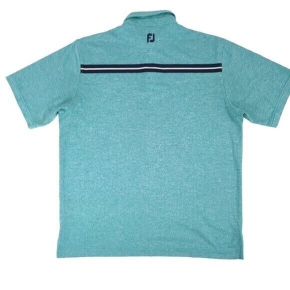 FootJoy Mens FJ Sea Island Golf Polo Shirt XL Green Black Stripe - Picture 2 of 9